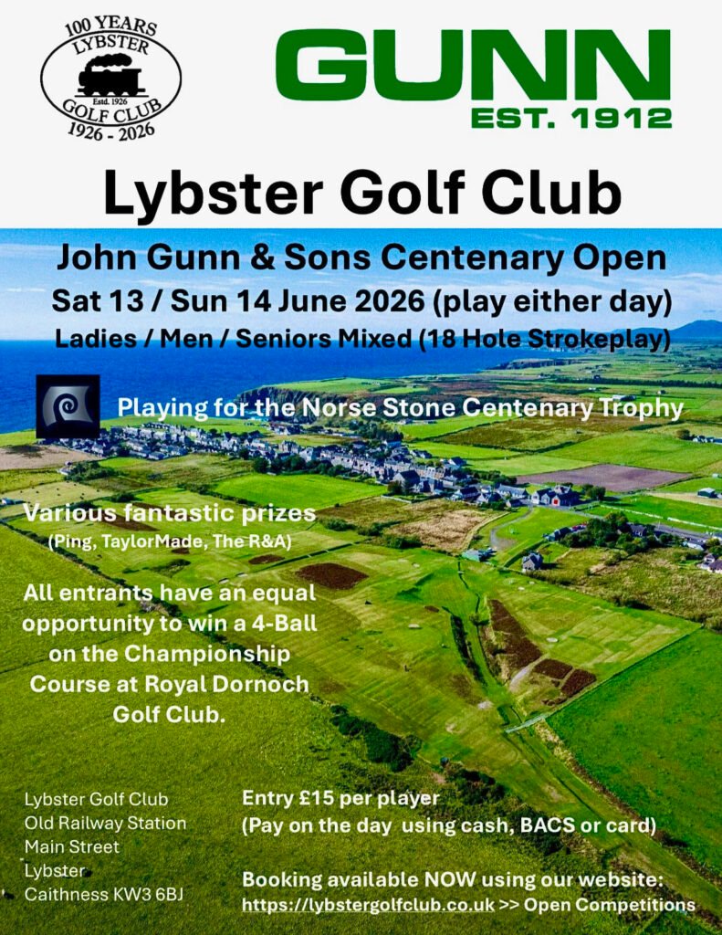 Lybster Golf Club centenary open poster.